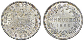 Germania - "Francoforte" Kreuzer 1866 - KM 367 Mi 0,84 g

Status: FDC