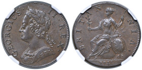 Gran Bretagna - Giorgio II (1727-1760) Halfpenny 1745 - S 3718 Peck 875 Ae • TOP POP, miglior esemplare certificato NGC MS 64 BN n. 6635714-021

Sta...