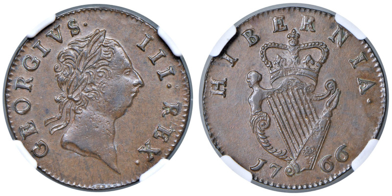 Irlanda - Giorgio III (1760-1820) Halfpenny 1766 - S 6612 DF 580 Ae • In slab NG...