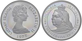 Isole Cayman - Elisabetta II (1952-2022) 25 Dollars 1977 Victoria - KM 19 Ag 51,35 g • TOP POP, miglior esemplare certificato NGC PF 69 ULTRA CAMEO n....