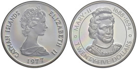 Isole Cayman - Elisabetta II (1952-2022) 25 Dollars 1977 Mary II - KM 18 Ag 51,35 g • In slab NGC PF 68 ULTRA CAMEO n. 5787266-022

Status: PROOF
