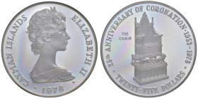 Isole Cayman - Elisabetta II (1952-2022) 25 Dollars 1978 Coronation Chair - KM 39 Ag 51,35 g • In slab NGC PF 68 ULTRA CAMEO n. 5787266-025

Status:...