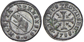 Svizzera - "Berna" Mezzo Kreuzer 1788 - KM 122 Mi 0,55 g

Status: SPL
