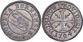 Svizzera - "Berna" Mezzo Kreuzer 1794 - KM 122 Mi 0,59 g • Delicata patina su fondi lucenti

Status: FDC