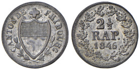 Svizzera - "Friburgo" 2 1/2 Rappen 1846 - KM 91 Mi 1,27 g • Gradevole patina su dei bei fondi lucenti

Status: qFDC