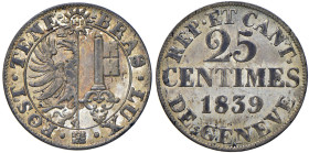 Svizzera - "Ginevra" 25 Centimes 1839 - KM 129 Mi 4,06 g

Status: SPL-FDC