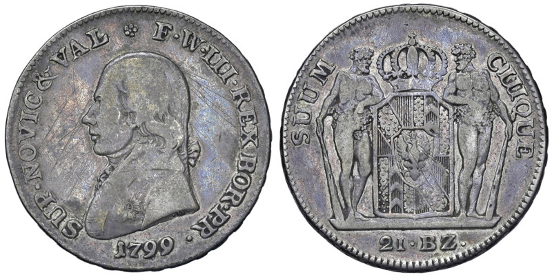 Svizzera - "Neuchatel" 21 Batzen 1799 - KM 59 Ag 14,93 g

Status: MB-BB