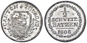 Svizzera - "Thurgau" 1/2 Batzen 1808 - KM 3 Mi 2,05 g

Status: FDC
