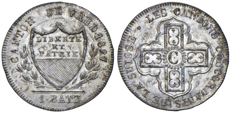 Svizzera - "Vaud" Batzen 1827 - KM 20 Mi 2,47 g • Batzen ribattuto su conio prec...