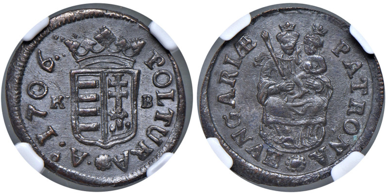 Ungheria - Ferenc Rakoczi (1703-1711) Poltura 1706 KB - KM 263.1 Huszar 1549 Cu ...