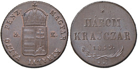 Ungheria - Guerra d'Indipendenza (1848-1849) 3 Krajczar 1849 - KM 434 Cu 25,78 g

Status: FDC