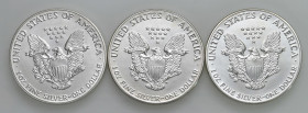 USA - Dollaro "American Silver Eagle" 1986, 1987, 1988 - KM 273 Ag Insieme di tre monete

Status: FDC