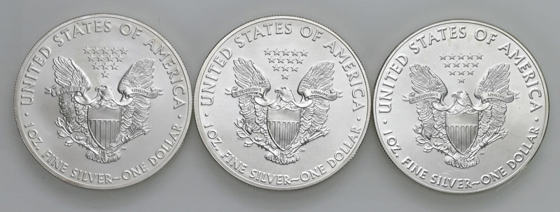 USA - Dollaro "American Silver Eagle" 2014, 2015, 2016 - KM 273 Ag Insieme di tr...