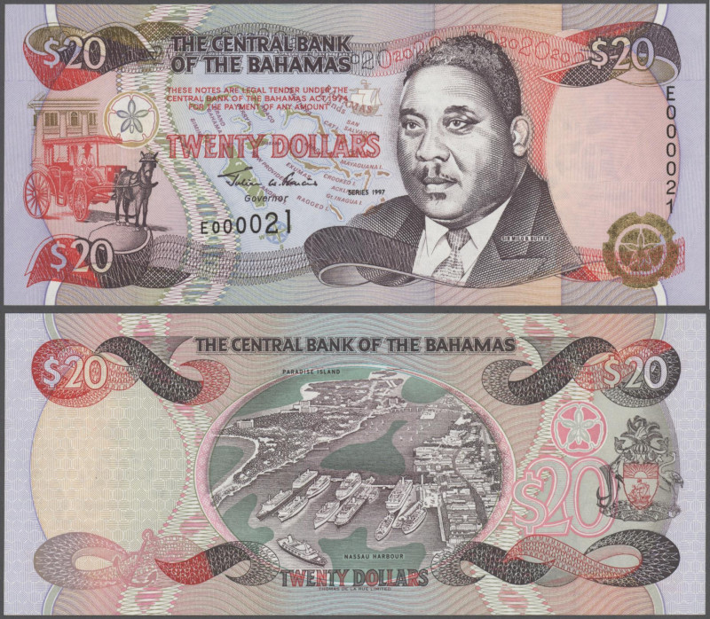 Bahamas: The Central Bank of the Bahamas 20 Dollars 1997, P.65 in perfect UNC co...