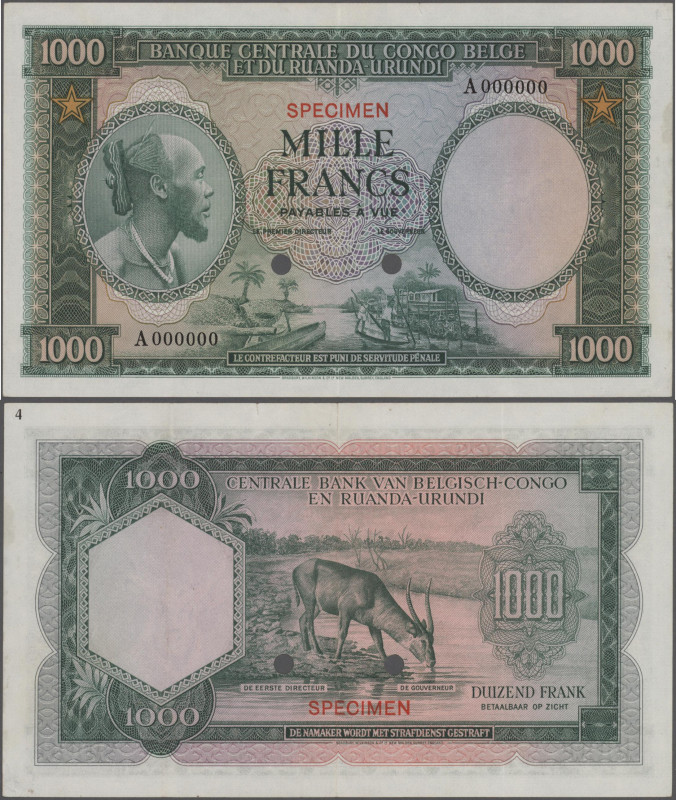 Belgian Congo: Banque Centrale du Congo Belge et du Ruanda-Urundi, 1.000 Francs ...