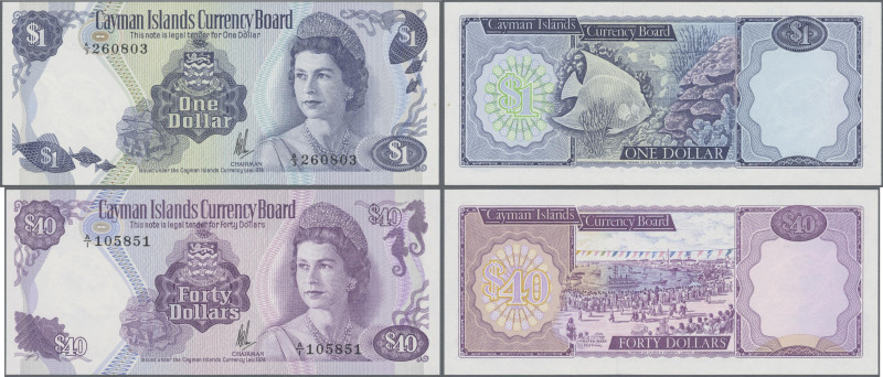 Cayman Islands: Cayman Islands Currency Board, pair with 1 Dollar L.1974 with pr...