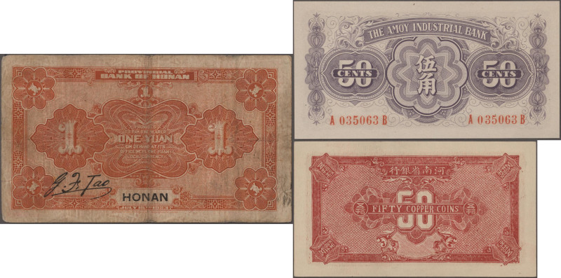 China: Lot with 10 banknotes, series 1923-1949, comprising for the HAINAN BANK 2...