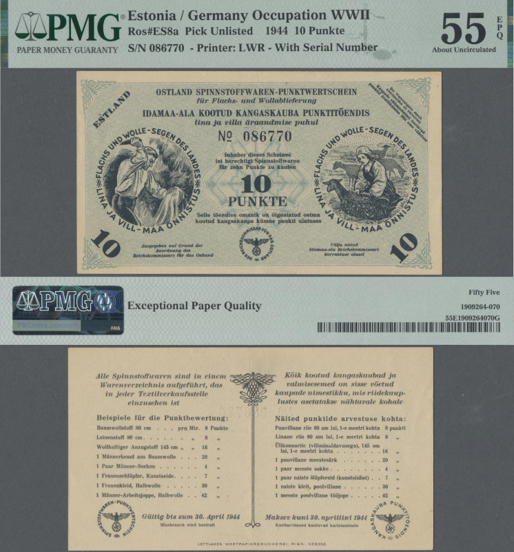 Estonia: Ostland Spinnstoffwaren-Punktwertschein, 10 Punkte 1944, P.NL (Ro.ES8a)...