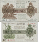 Great Britain: BANK OF ENGLAND and UNITED KINGDOM OF GREAT BRITAIN AND IRELAND, nice set with 6 banknotes, comprising 10 Shillings and 1 Pound ND(1928...