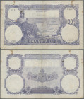 Romania: Banca Naţională a României, 100 Lei 9th February 1921, P.21a, rusty staple holes left center, stains and small missing part lower left, Condi...