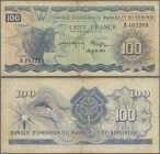 Rwanda-Burundi: Banque d'Émission du Rwanda et du Burundi 100 Francs 15.09.1960, P.5a, very popular note, minor margin split, toned paper and tiny hol...