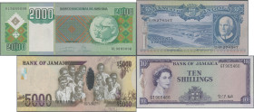 Alle Welt: Set with 10 banknotes from all over the world, comprising Banco de Angola and Banco Nacional de Angola, nice pair with 50 Escudos 1962 (P.9...