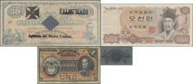 Alle Welt: Nice lot with 58 banknotes from Mexico, Colombia, North- and South Vietnam and South Korea, comprising for example BANCO NACIONAL DE COLOMB...