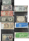 Alle Welt: Banknotes Collection of over 100 world banknotes (including over GBP 40 Face UK Pounds), Vouchers, Propaganda Notes, Facsimiles ”Spoof” iss...