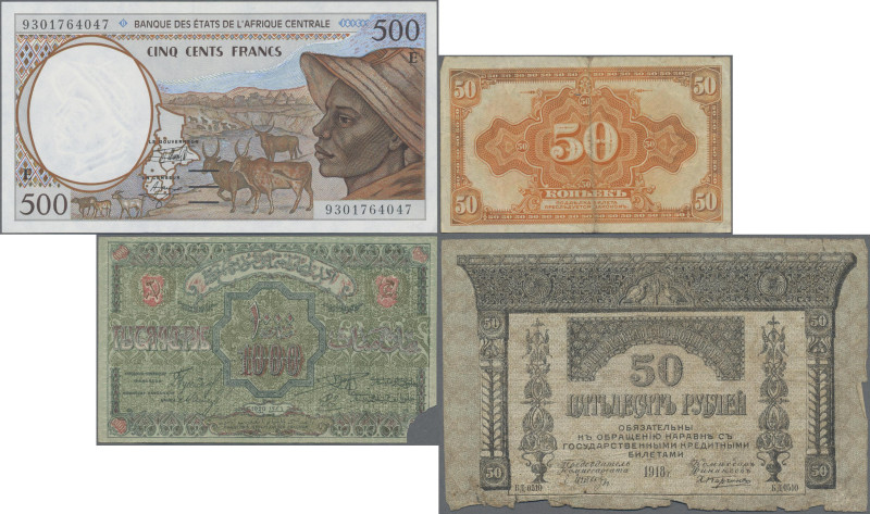 Alle Welt: Lot with 50 banknotes from all over the world with a main focus on Ru...