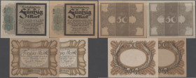Deutschland - Deutsches Reich bis 1945: Kleines Lot mit 4 Banknoten der Ausgaben 1918, dabei 2x 50 Mark ”Trauerschein” (Ro.56c-XF, Ro.56e-XF+/aUNC) un...