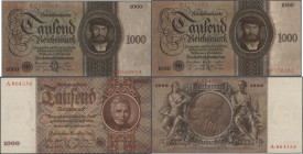 Deutschland - Deutsches Reich bis 1945: Lot mit 3 Muster-Noten der Reichsbank 1924/1936, jeweils mit Perforation ”MUSTER” der SBZ, als Vorlage beim Wä...