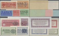 Deutschland - Deutsches Reich bis 1945: Behelfszahlungsmittel und Verrechnungsscheine der Wehrmacht, 1942-1944, Lot mit 9 Scheinen, dabei 1 Reichspfen...