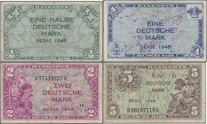 Deutschland - Bank Deutscher Länder + Bundesrepublik Deutschland: Bank deutscher Länder, Serie 1948 / Kopfgeld Lot mit 6 Banknoten, dabei ½ DM (Ro.230...
