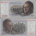 Deutschland - Bank Deutscher Länder + Bundesrepublik Deutschland: Bank deutscher Länder, 100 DM 1948 - ”Franzosenschein”, mit zweistelliger Blockziffe...