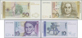 Deutschland - Bank Deutscher Länder + Bundesrepublik Deutschland: BBk III, 1989, 10 DM, Serie AD/G (Ro.292a, UNC) und 50 DM, Serie AK/A (Ro.293a, UNC)...