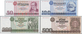 Deutschland - DDR: Staatsbank der DDR, 1971/75 und 1985, Lot mit 12 Banknoten und zwei Fotokopien (200 und 500 Mark), dabei 2x 5 Mark, Serien HB und H...
