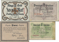 Deutschland - Nebengebiete Deutsches Reich: Danzig, Magistrat der Stadt und Danziger Zentralkasse, Lot mit 16 Banknoten, Ausgaben 1914 - 1923, dabei 2...