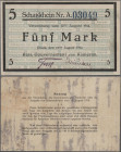 Deutschland - Kolonien: Kais. Gouvernement von Kamerun, 5 Mark vom 12. August 1914, Ro.962 (P.1), ohne die übl. Entwertung durch die Br. Besatzung. Kl...