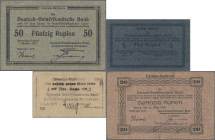 Deutschland - Kolonien: Deutsch-Ostafrikanische Bank, großes Konvolut mit 18 Banknoten, Ausgaben 1915 bis 1917, dabei 5x 1 Rupie 1915/1916 (Ro.916j (a...