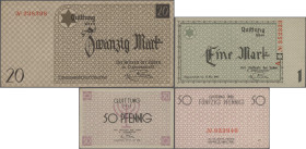 Deutschland - Konzentrations- und Kriegsgefangenenlager: Ghetto Litzmannstadt (Lodz), 1940, small lot with 3 receipts, including 50 Pfennig (Campbell ...