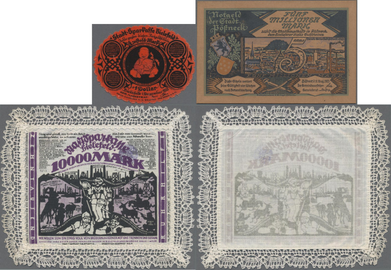 Deutschland - Notgeld besonderer Art: Bielefeld, Stoffgeld, Lot mit 25 Mark (4 v...
