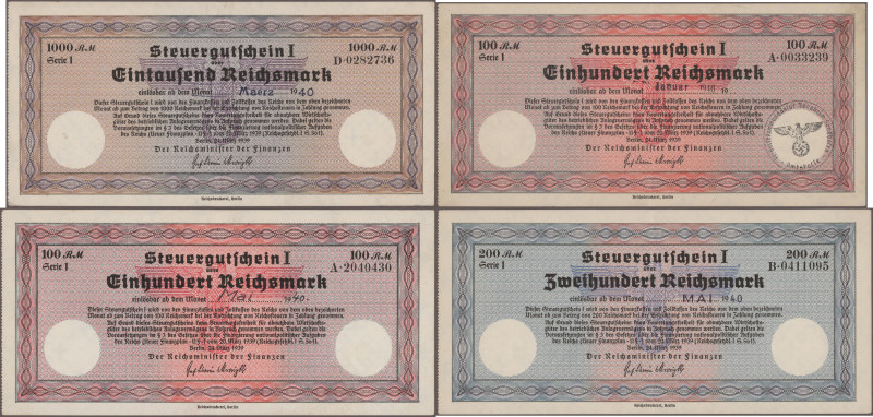 Deutschland - Sonstige: Steuergutschein I, 1940, Lot mit 5 Gutscheinen, dabei 2x...
