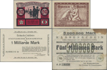 Deutschland - Notgeld: Notgeldschachtel mit 325 Scheinen, dabei 41 x Kleingeld, 7 Kgf., 122 Serienscheine (mit 50 Pf. Lübeck Bund der Hotel-Angestellt...
