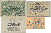 Deutschland - Notgeld: Nürnberg und Fürth, Stadt, 5, 10, 20 und 50 Mark 1918, jeweils entwertet mit Stempel ”Eingelöst” (Geiger 388.01/02/03/04, I), N...