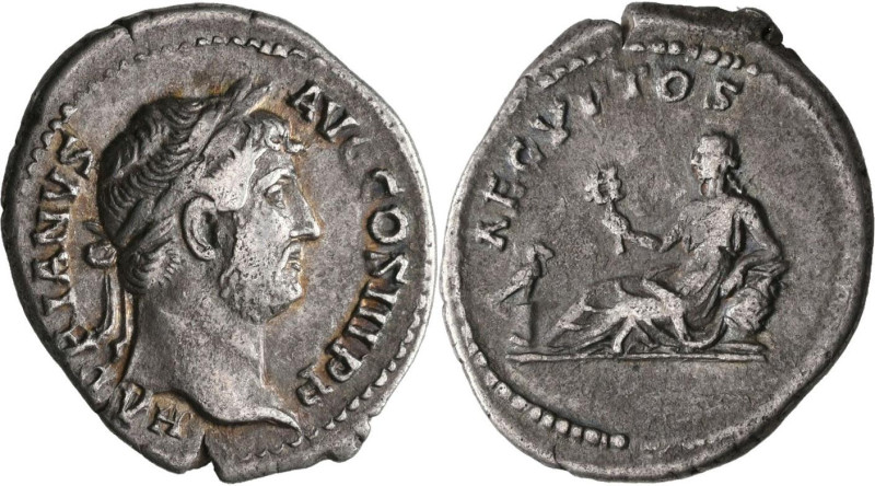Hadrian (117 - 138): AR-Denar, 2,9 g, HADRIANVS AVG COS III P P / AEYPTOS, Kampm...