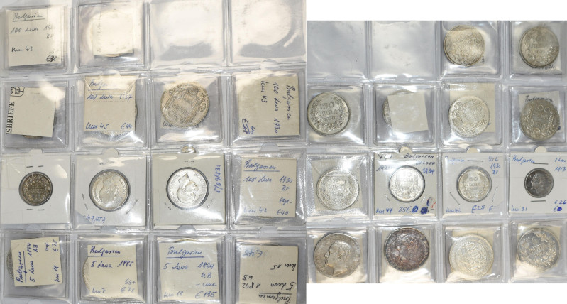 Bulgarien: 14 Silbermünzen, dabei 50 und 100 Leva 1930 - 1937 sowie auch ältere ...
