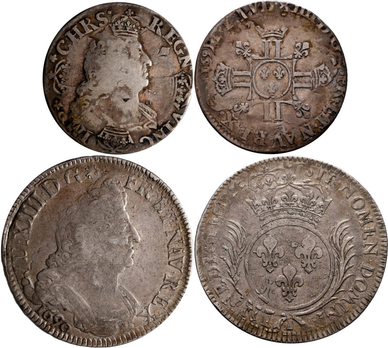 Frankreich: Louis XIV. 1643-1715: Ecu aux palmes 1690 L, 26,33 g. Sehr schön. Da...