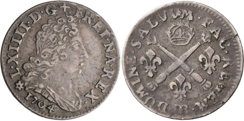 Frankreich: Louis XIV. 1643-1715: 1/16 Ecu aux insignes 1704, BB-Strassburg, KM#...