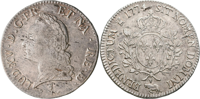 Frankreich: Louis XV. 1715-1774: Ecu 1774 cow mintmark, Pau. 28,91 g. KM# 555, D...