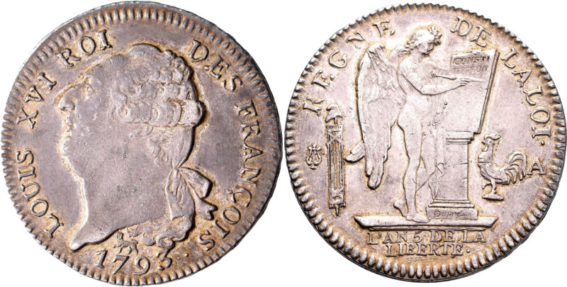 Frankreich: Constitution 1791-1793, Louis XVI. Ecu de 6 livres 1793 A (Paris), L...